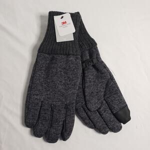 3M Thinsulate Men's One Size Knit Gloves‎ Dark Charcoal Gray Tech Finger Tip New
